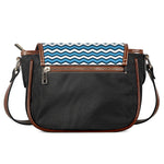Blue And White Zigzag Pattern Print Saddle Bag