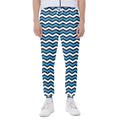 Blue And White Zigzag Pattern Print Joggers