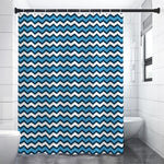 Blue And White Zigzag Pattern Print Shower Curtain