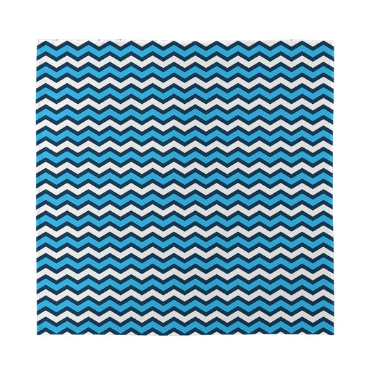 Blue And White Zigzag Pattern Print Silk Bandana