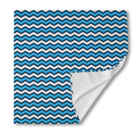 Blue And White Zigzag Pattern Print Silk Bandana