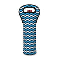 Blue And White Zigzag Pattern Print Single Neoprene Wine Tote