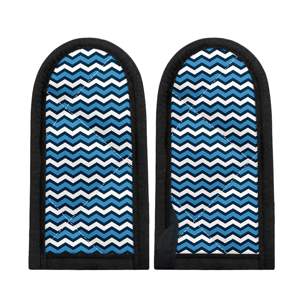 Blue And White Zigzag Pattern Print Skillet Handle Cover