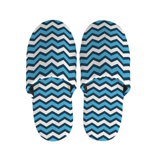 Blue And White Zigzag Pattern Print Slippers