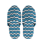 Blue And White Zigzag Pattern Print Slippers