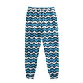 Blue And White Zigzag Pattern Print Sweatpants