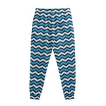 Blue And White Zigzag Pattern Print Sweatpants