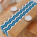 Blue And White Zigzag Pattern Print Table Runner