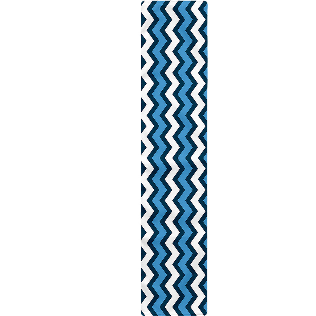 Blue And White Zigzag Pattern Print Table Runner