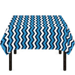 Blue And White Zigzag Pattern Print Tablecloth