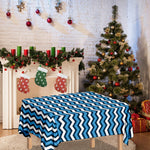 Blue And White Zigzag Pattern Print Tablecloth