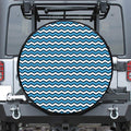Blue And White Zigzag Pattern Print Tire Cover