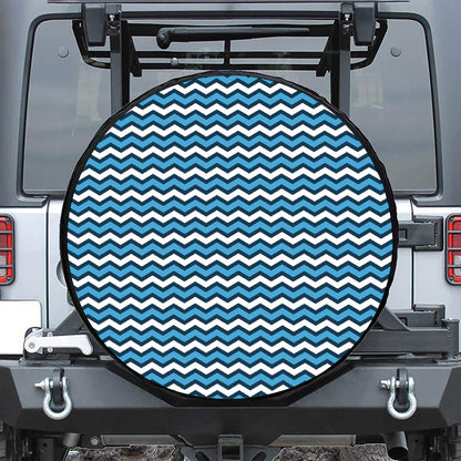 Blue And White Zigzag Pattern Print Tire Cover