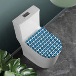 Blue And White Zigzag Pattern Print Toilet Lid Cover