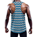 Blue And White Zigzag Pattern Print Training Tank Top