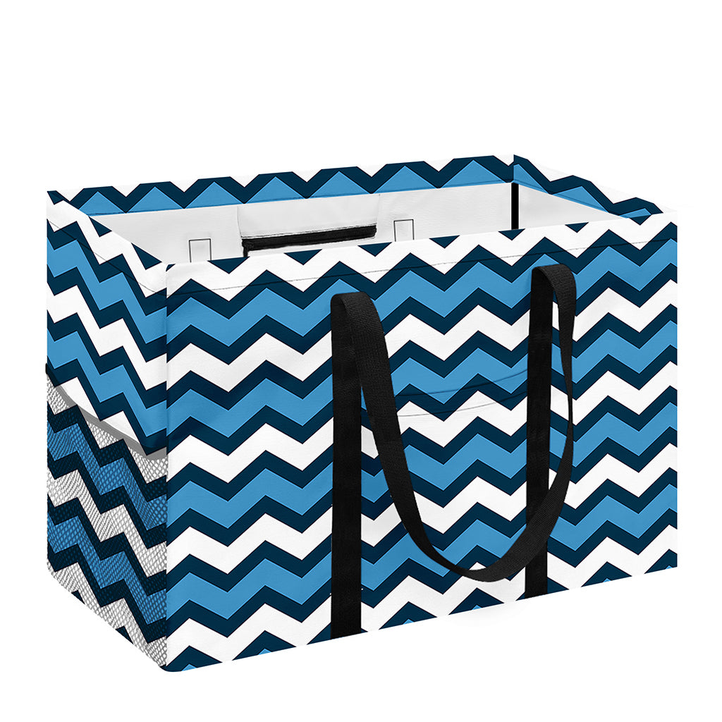 Blue And White Zigzag Pattern Print Utility Tote Bag