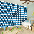 Blue And White Zigzag Pattern Print Wall Sticker