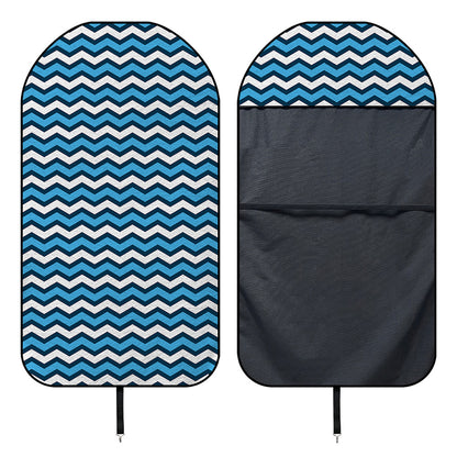 Blue And White Zigzag Pattern Print Waterproof Car Seat Cover