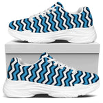 Blue And White Zigzag Pattern Print White Chunky Shoes