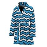 Blue And White Zigzag Pattern Print Women's Bathrobe