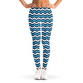 Blue And White Zigzag Pattern Print Women's Leggings