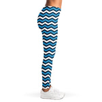 Blue And White Zigzag Pattern Print Women's Leggings