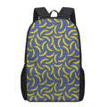 Blue And Yellow Banana Pattern Print 17 Inch Backpack