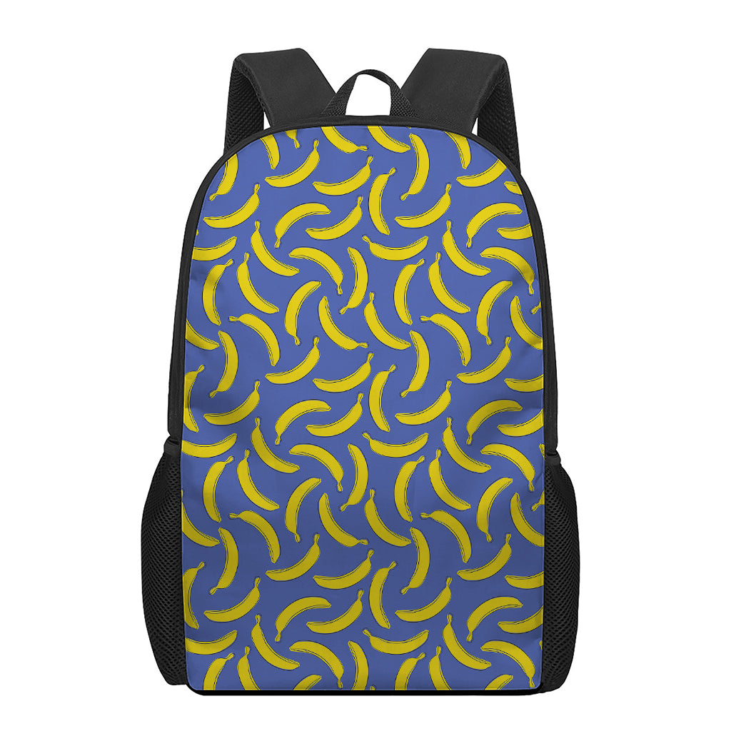Blue And Yellow Banana Pattern Print 17 Inch Backpack