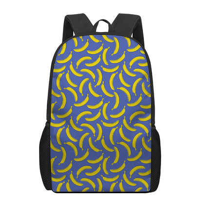 Blue And Yellow Banana Pattern Print 17 Inch Backpack