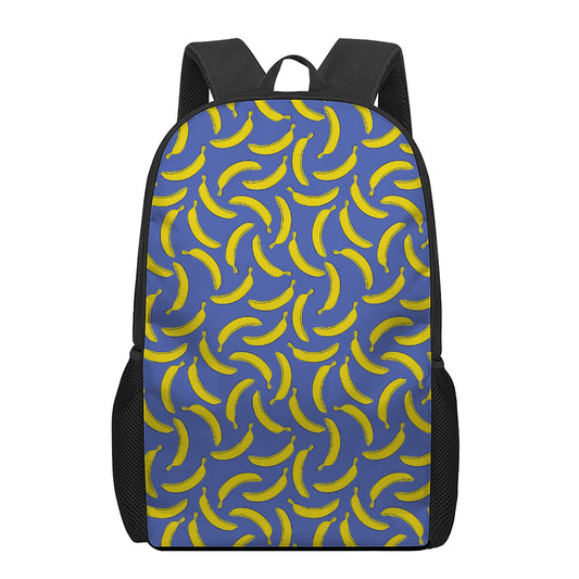 Blue And Yellow Banana Pattern Print 17 Inch Backpack