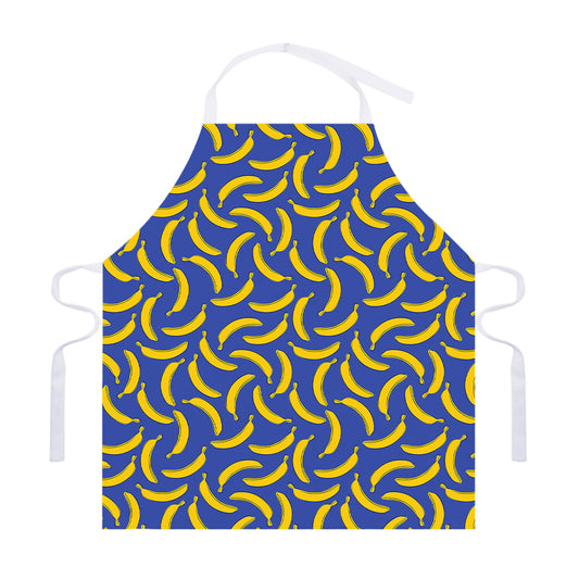 Blue And Yellow Banana Pattern Print Adjustable Apron