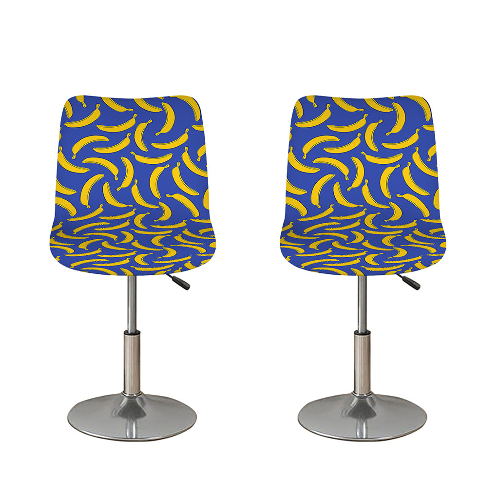 Blue And Yellow Banana Pattern Print Bar Stool Covers