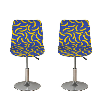 Blue And Yellow Banana Pattern Print Bar Stool Covers