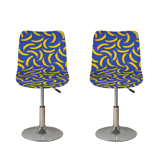 Blue And Yellow Banana Pattern Print Bar Stool Covers