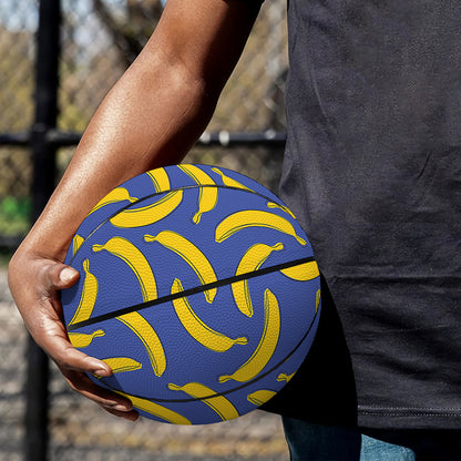 Blue And Yellow Banana Pattern Print Basketball