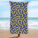 Blue And Yellow Banana Pattern Print Beach Towel