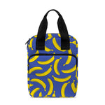 Blue And Yellow Banana Pattern Print Bible Tote Bag