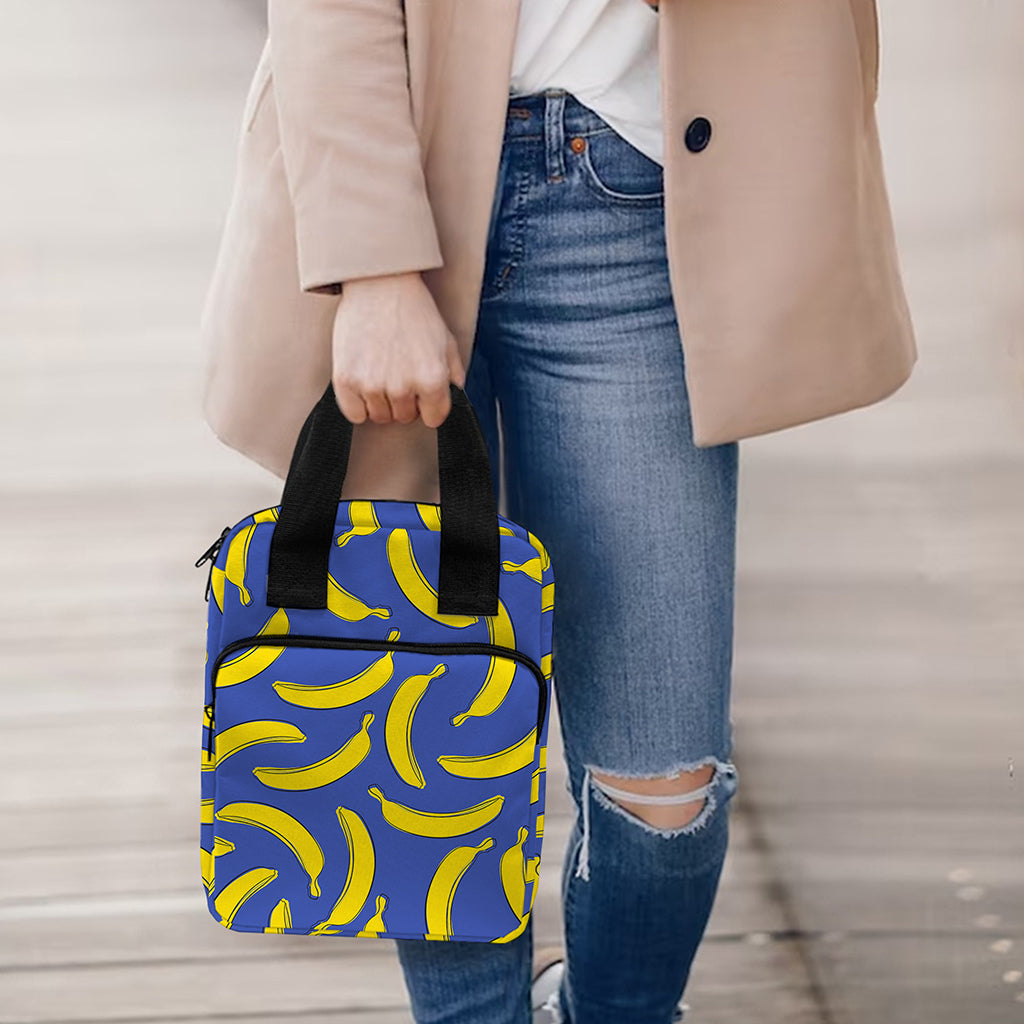 Blue And Yellow Banana Pattern Print Bible Tote Bag