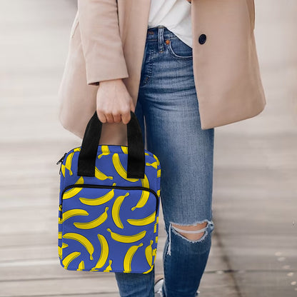 Blue And Yellow Banana Pattern Print Bible Tote Bag