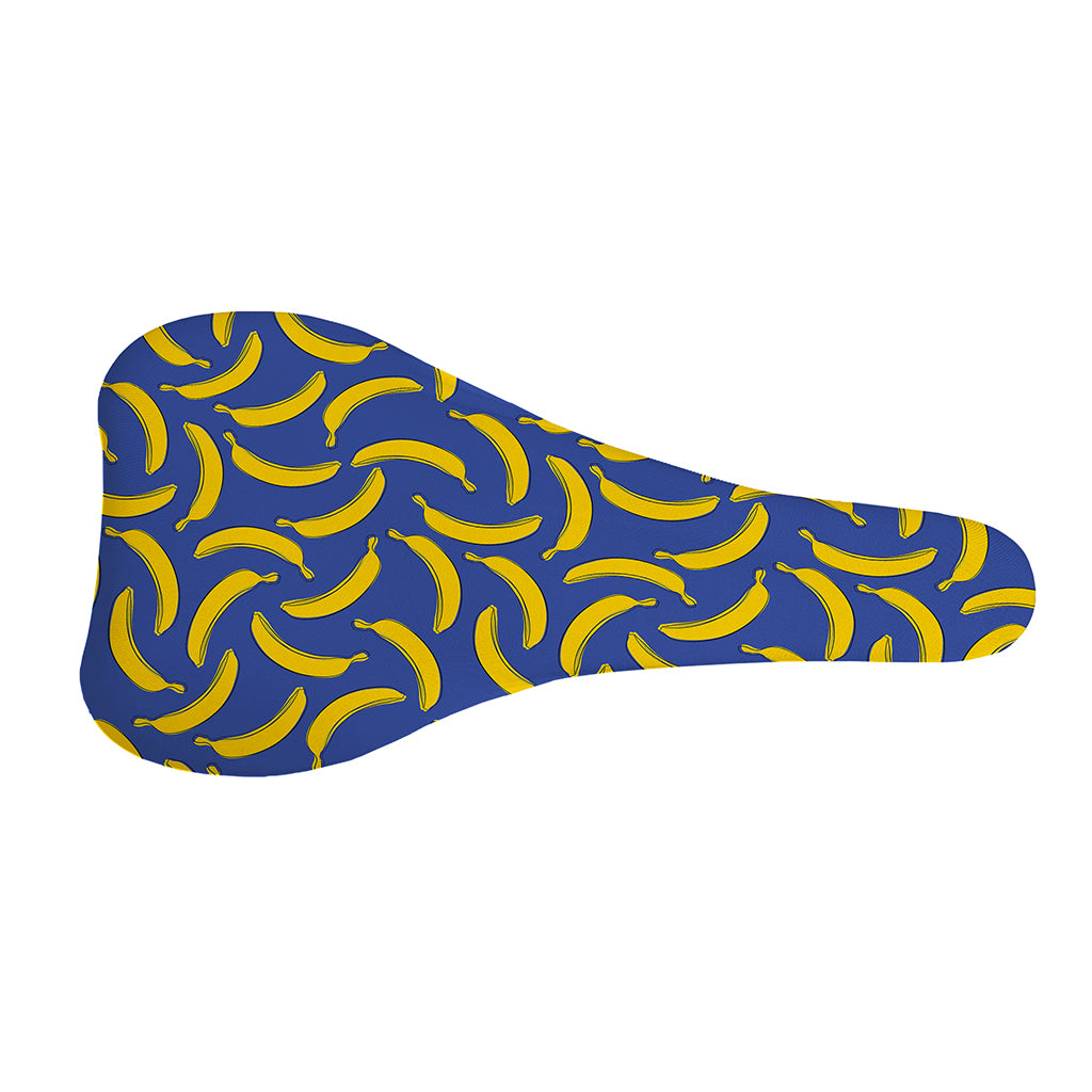 Blue And Yellow Banana Pattern Print Bicycle Seat Cover