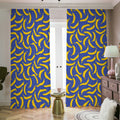 Blue And Yellow Banana Pattern Print Dimout Pencil Pleat Curtains