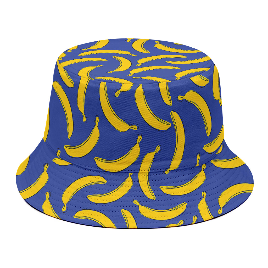 Blue And Yellow Banana Pattern Print Bucket Hat