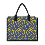 Blue And Yellow Banana Pattern Print Canvas Tote Bag