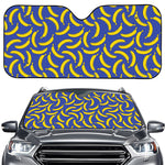 Blue And Yellow Banana Pattern Print Car Windshield Sun Shade
