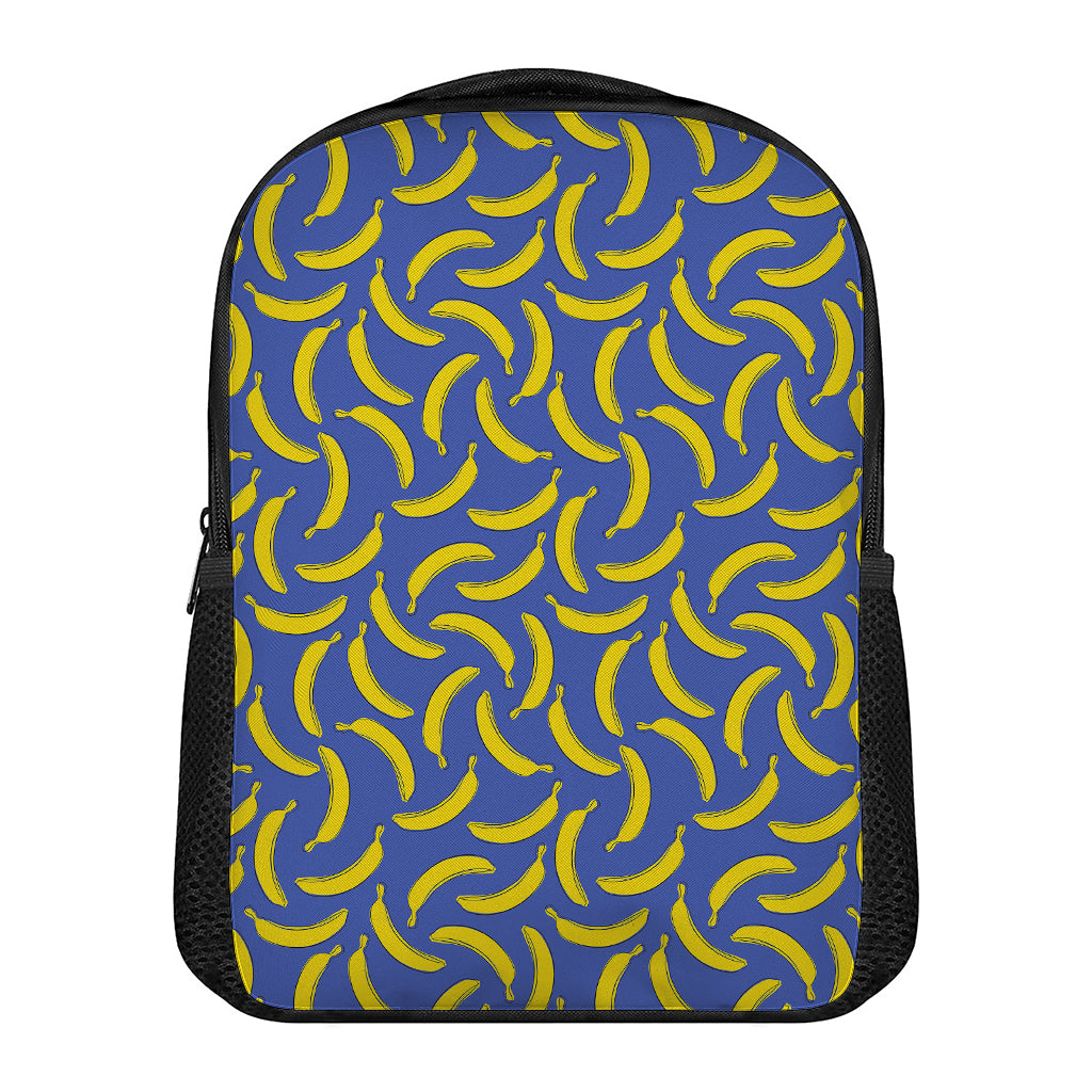 Blue And Yellow Banana Pattern Print Casual Backpack
