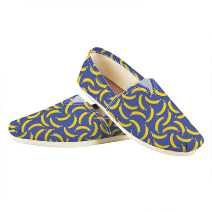 Blue And Yellow Banana Pattern Print Casual Shoes