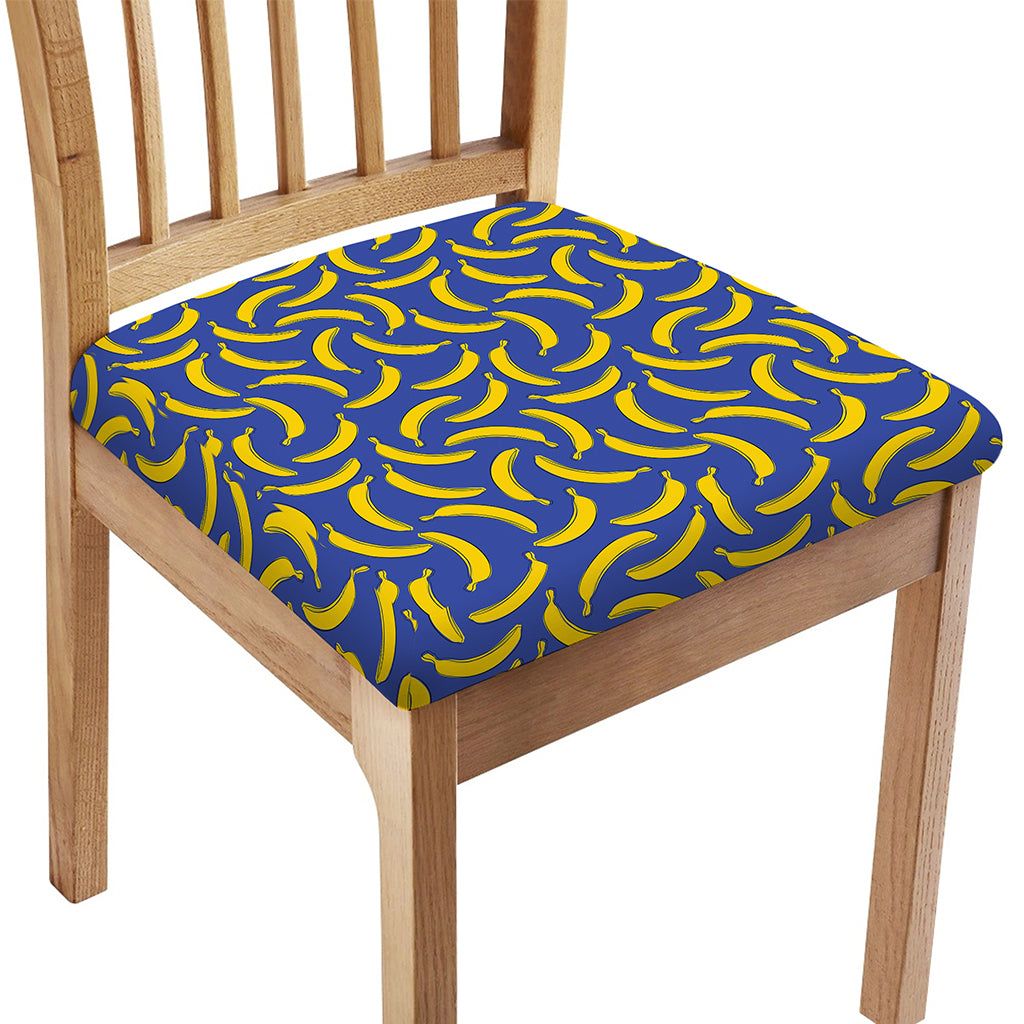 Blue And Yellow Banana Pattern Print Chair Cushion Cover