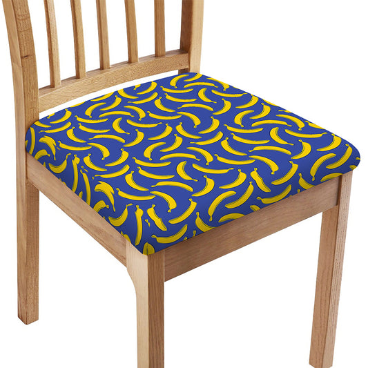 Blue And Yellow Banana Pattern Print Chair Cushion Cover