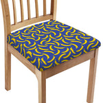 Blue And Yellow Banana Pattern Print Chair Cushion Cover