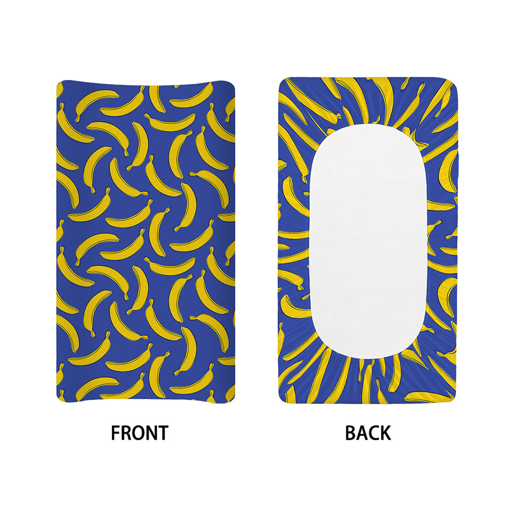Blue And Yellow Banana Pattern Print Changing Pad Cover